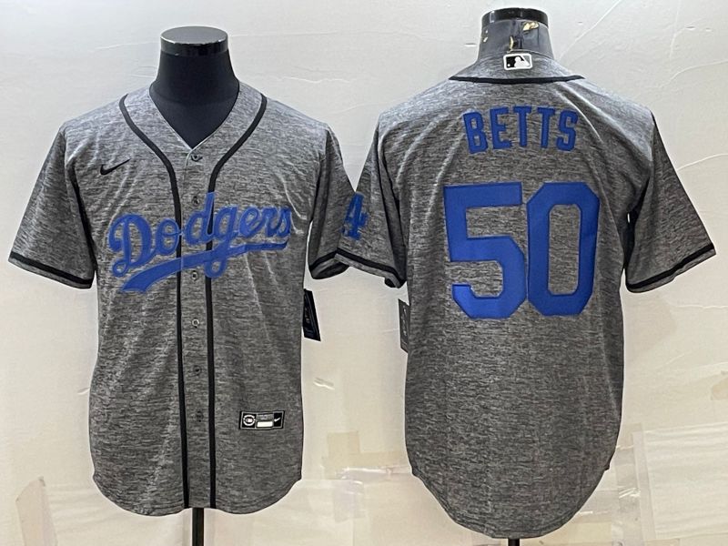 Men Los Angeles Dodgers 50 Betts Grey hemp ash 2022 Nike MLB Jerseys